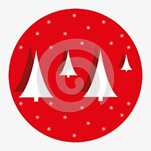 Christmas trees with snowflakes, icon illustration. Christmas concept icon