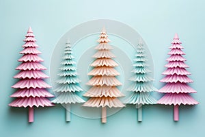 Christmas trees in soft pastel colors style background