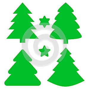 Christmas Trees and Stars Set. Vector illustration