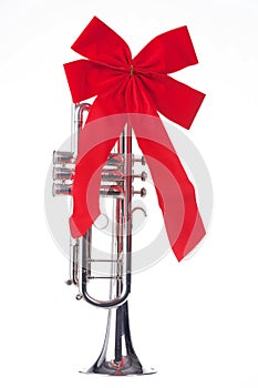 Christmas Trumpet with Bow Isolated