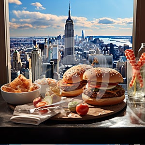 Christmas turkey hamburger serving beautiful 1.Luxury tourist resort breakfast in hotel room.
