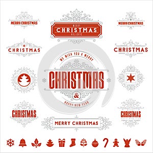 Christmas Typographic and Calligraphic vintage labels,