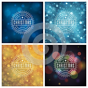 Christmas Typography Greeting Cards Design Set.