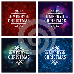 Christmas Typography Greeting Cards Design Set.