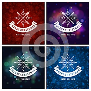 Christmas Typography Greeting Cards Design Set.