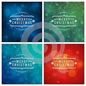 Christmas Typography Greeting Cards Design Set.