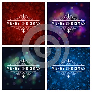 Christmas Typography Greeting Cards Design Set.