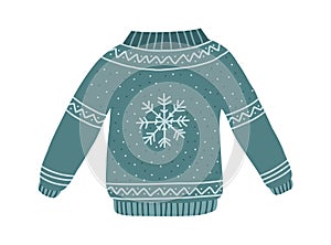 Christmas ugly sweater. Xmas funny handmade jumpers. Vector print pullovers