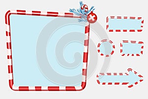 Christmas user interface and elements for game or web design Buttons, boards and frame.
