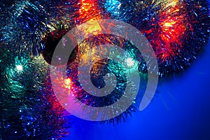 Christmas various lights background blue dominant