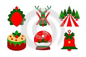 Christmas vector art illustration elements set