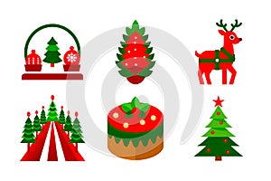 Christmas vector art illustration elements set