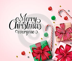 Christmas vector background template. Merry christmas everyone greeting text in empty space for message.