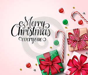 Christmas vector background template. Merry christmas everyone greeting text in empty space for message. photo