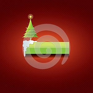 Christmas vector green button with christmas tree