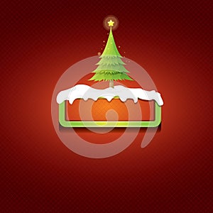 Christmas vector green button with christmas tree