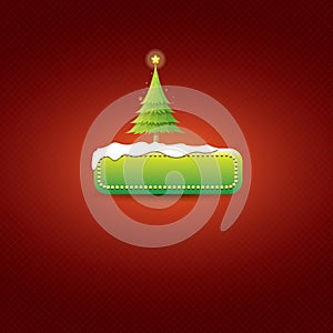 Christmas vector green button with christmas tree