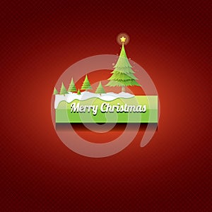 Christmas vector green button with christmas tree
