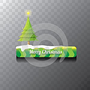 Christmas vector green button with christmas tree