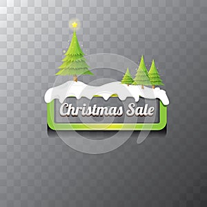 Christmas vector green button with christmas tree