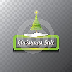 Christmas vector green button with christmas tree