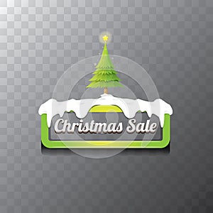 Christmas vector green button with christmas tree