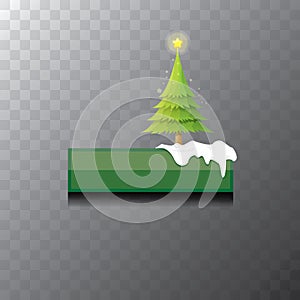 Christmas vector green button with christmas tree