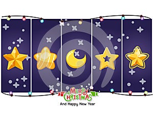 Christmas vector icons Star shape set. Celebration event for topics like Christmas, new year, decoration. Vector clipart