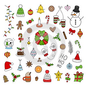 Christmas vector illustration icon set