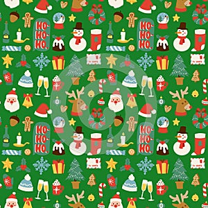 Christmas vector seamless pattern background for greeting card winter new year celebration design.