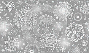 Christmas vector seamless pattern with stars and white snowflakes