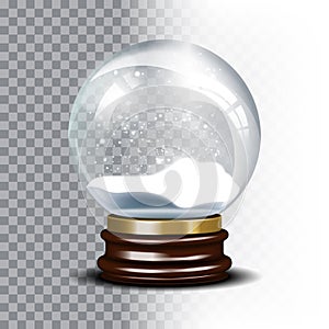 Christmas vector snow globe on checkered background