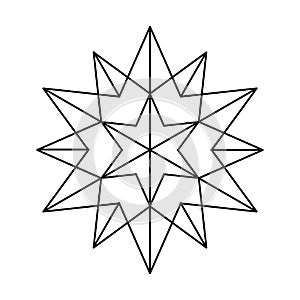 Christmas vector Snowflake origami star of bethlehem isolated on white background. Geometric line snow icon. Xmas Design