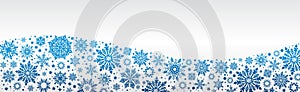 Christmas Vector snowflakes web banner White blue and silver