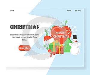 Christmas vector website landing page design template