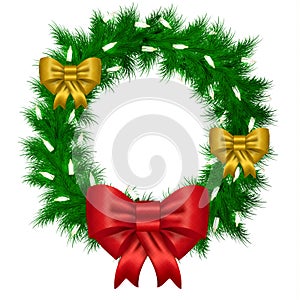 Christmas vector wreath from needles with white space