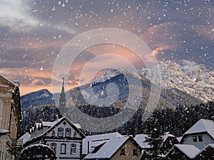 Christmas village snow atmosphere, Kranjska Gora Slovenia photo