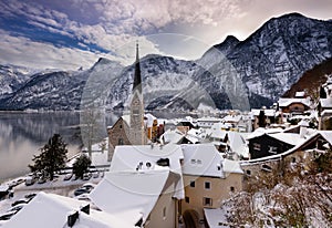 The Christmas village of Hallstatt in the Austrian Alps