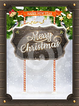Christmas vintage greeting card. EPS 10