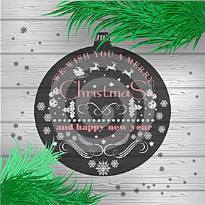 Christmas vintage greeting card with holidays