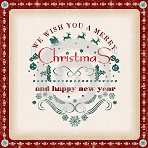 Christmas vintage greeting card with holidays