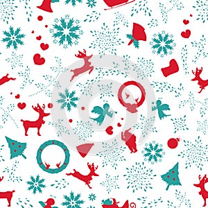 Christmas vintage, seamless pattern floral texture elegants, ornaments, background seasonal holidays vector illustration