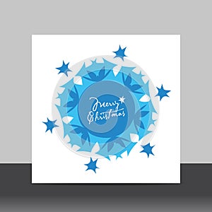 Christmas vintage vector card, abstract snowflake