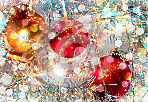 Christmas  wallpaper holiday white gold silver red green balls with snowflakes  light decoration light new year blurry lights back