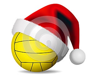 Christmas Water polo ball and Santa Claus Hat Waterpolo Sport ball concept - Isolated on white Background - Vector new