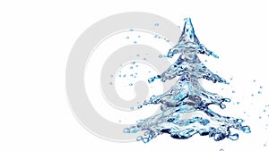 Christmas water splash tree isolated on white