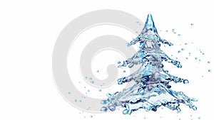 Christmas water splash tree isolated on white