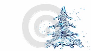 Christmas water splash tree isolated on white