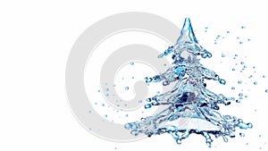Christmas water splash tree isolated on white