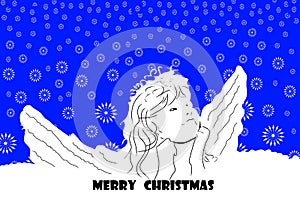 Christmas with white angels in the snow